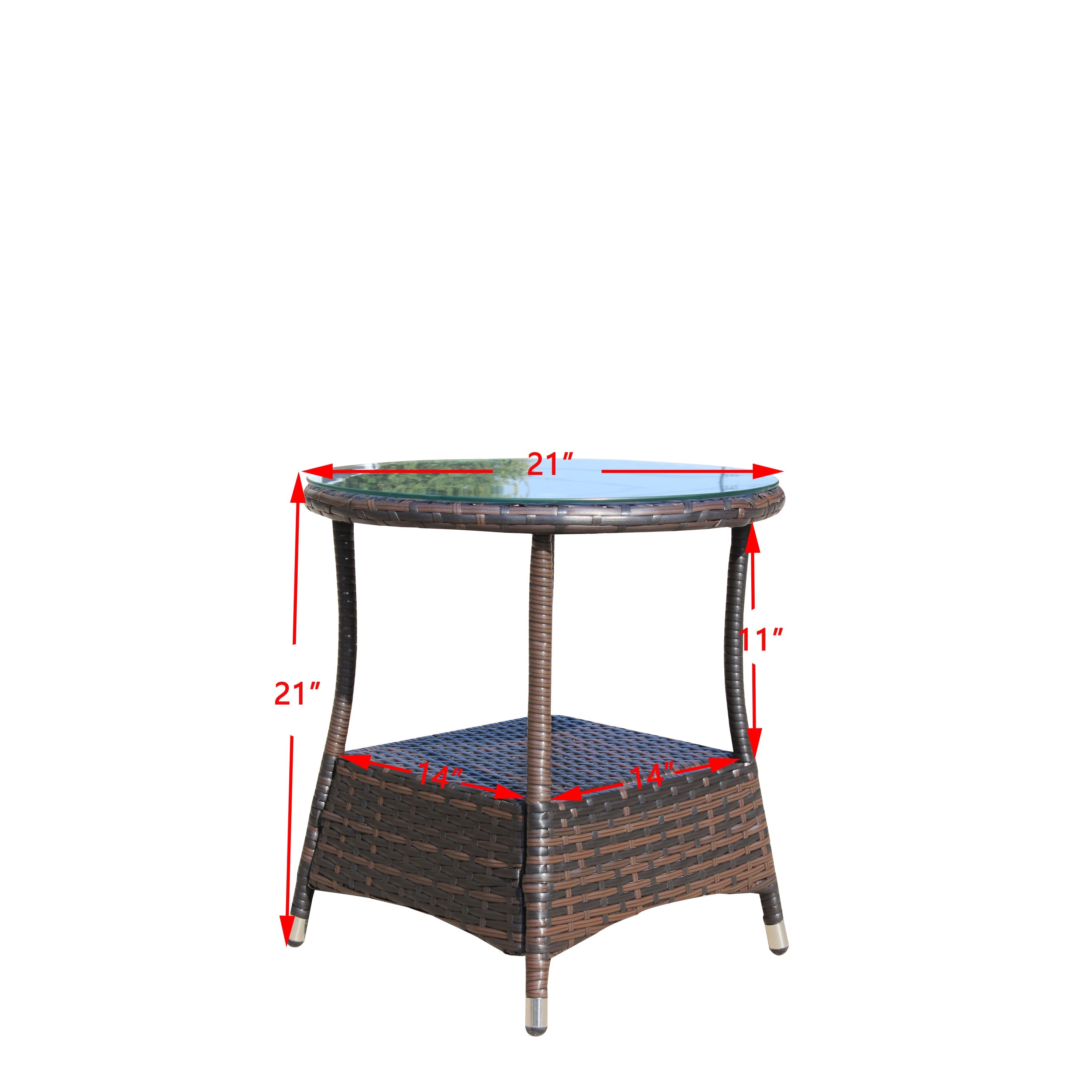 Round Tempered Glass Outdoor Coffee Table