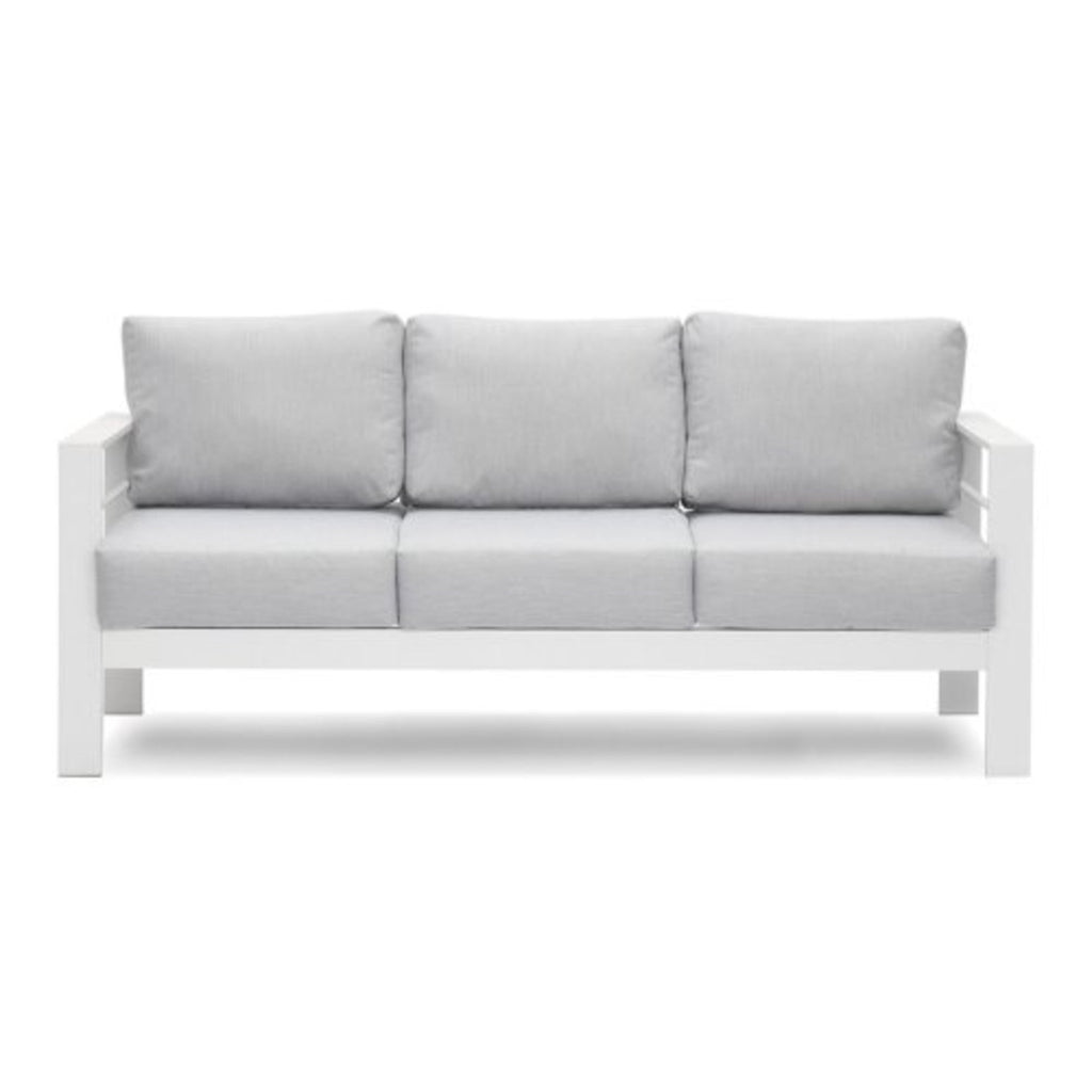 Outdoor Patio Set 3-Piece Aluminum White Gray Cushions