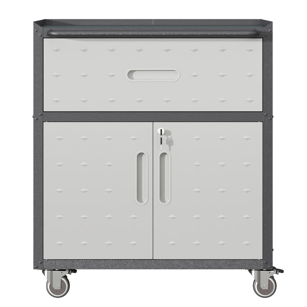 Metal Tool Cabinet with Wheels and Locking Doors