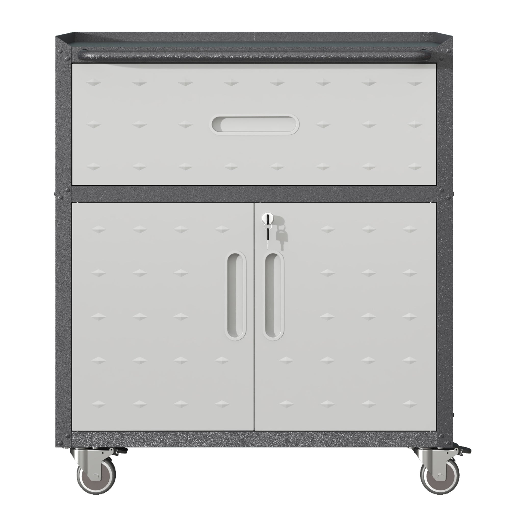 Metal Tool Cabinet with Wheels and Locking Doors