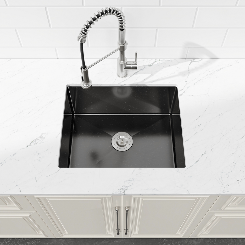 Stainless Steel Undermount Kitchen Sink 23"x19" Single Bowl Black