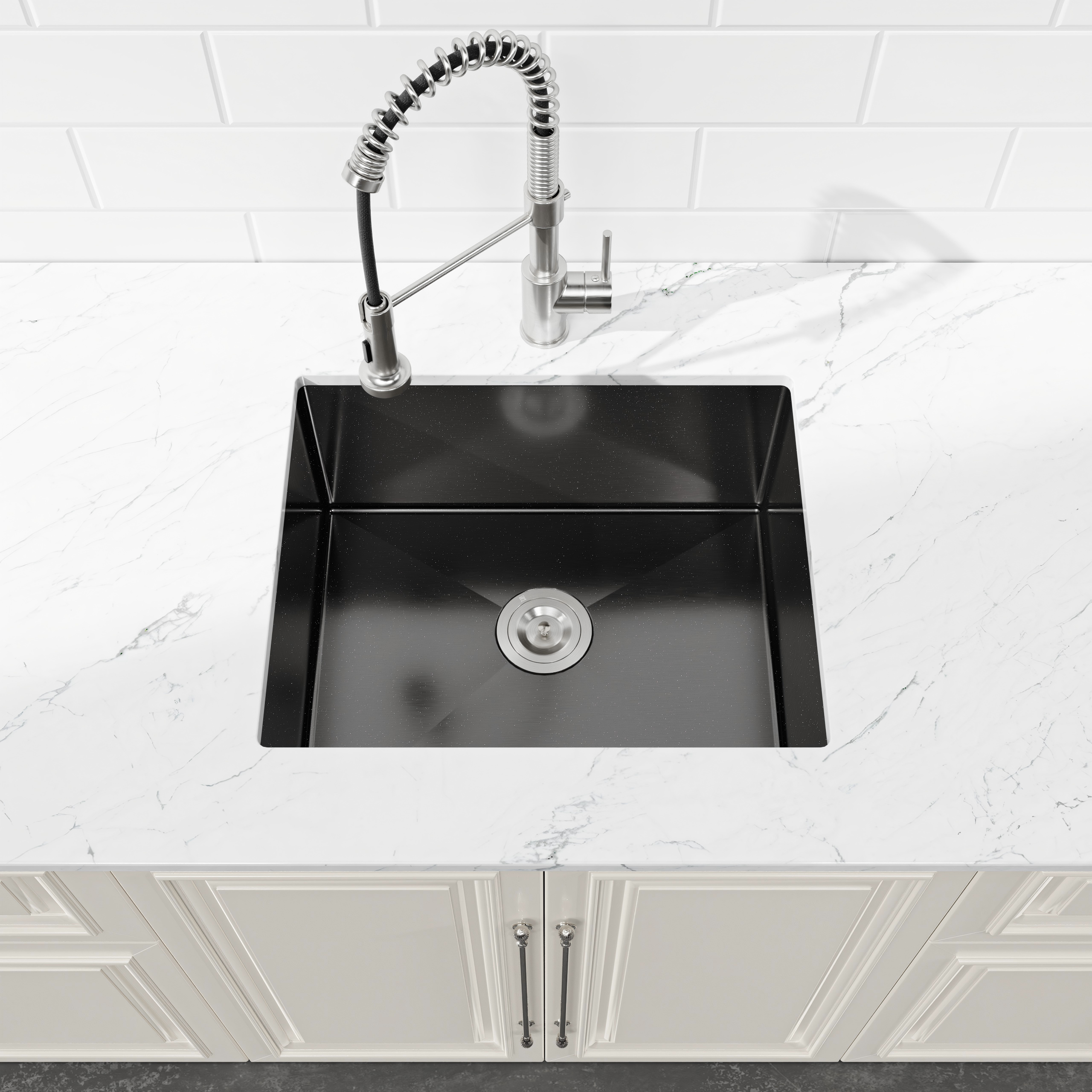 Stainless Steel Undermount Kitchen Sink 23"x19" Single Bowl Black