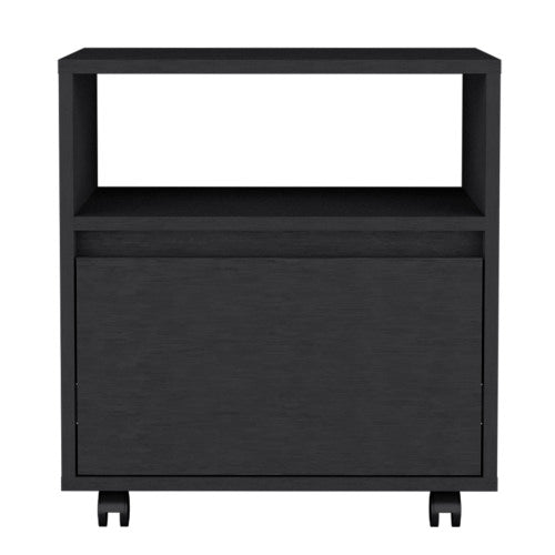 Nightstand - Modern - Laminated Particle Board - Black - Casters