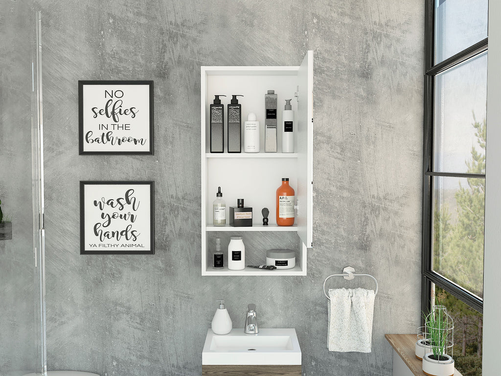 Mirrored Medicine Cabinet - Open Shelf - 35.4"H x 17.9"W