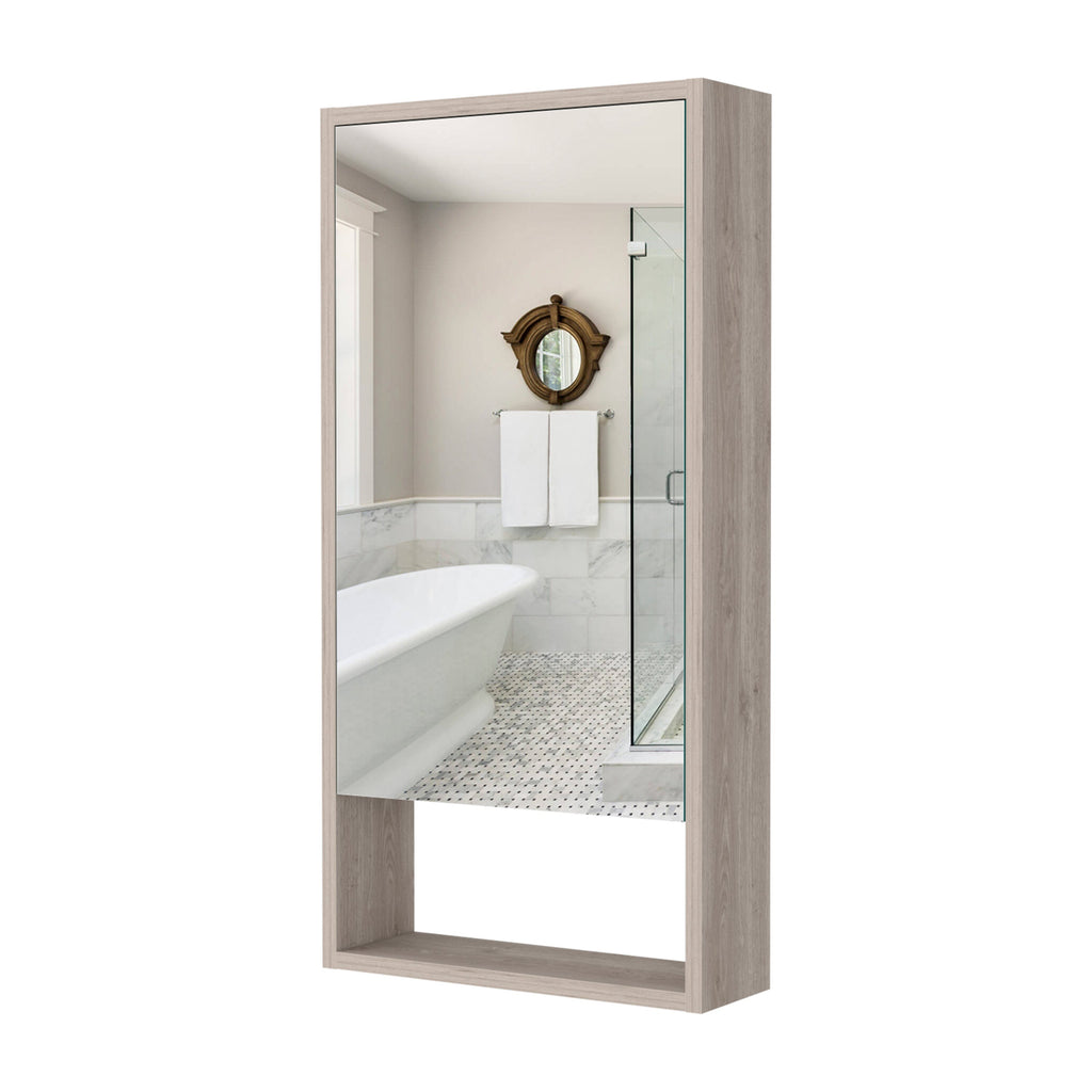 Mirrored Medicine Cabinet - Open Shelf - 35.4"H x 17.9"W