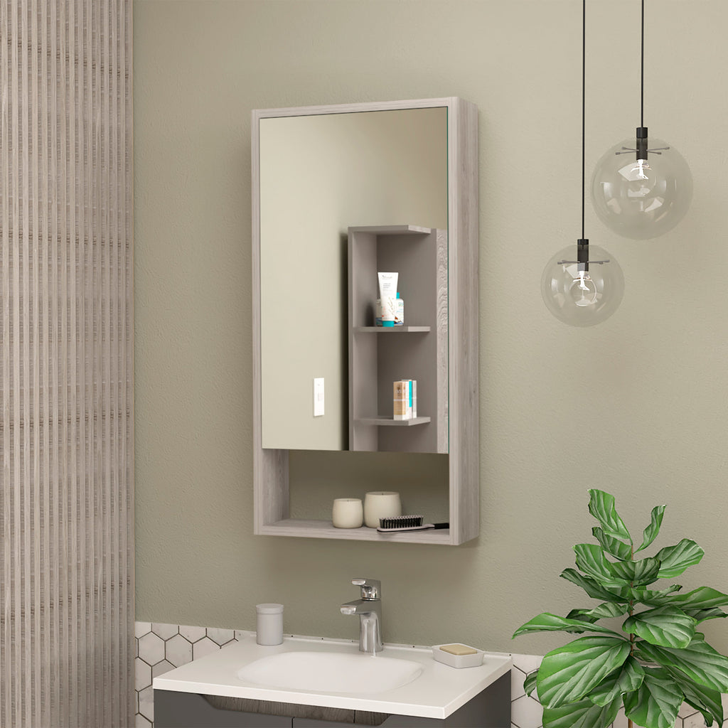 Mirrored Medicine Cabinet - Open Shelf - 35.4"H x 17.9"W