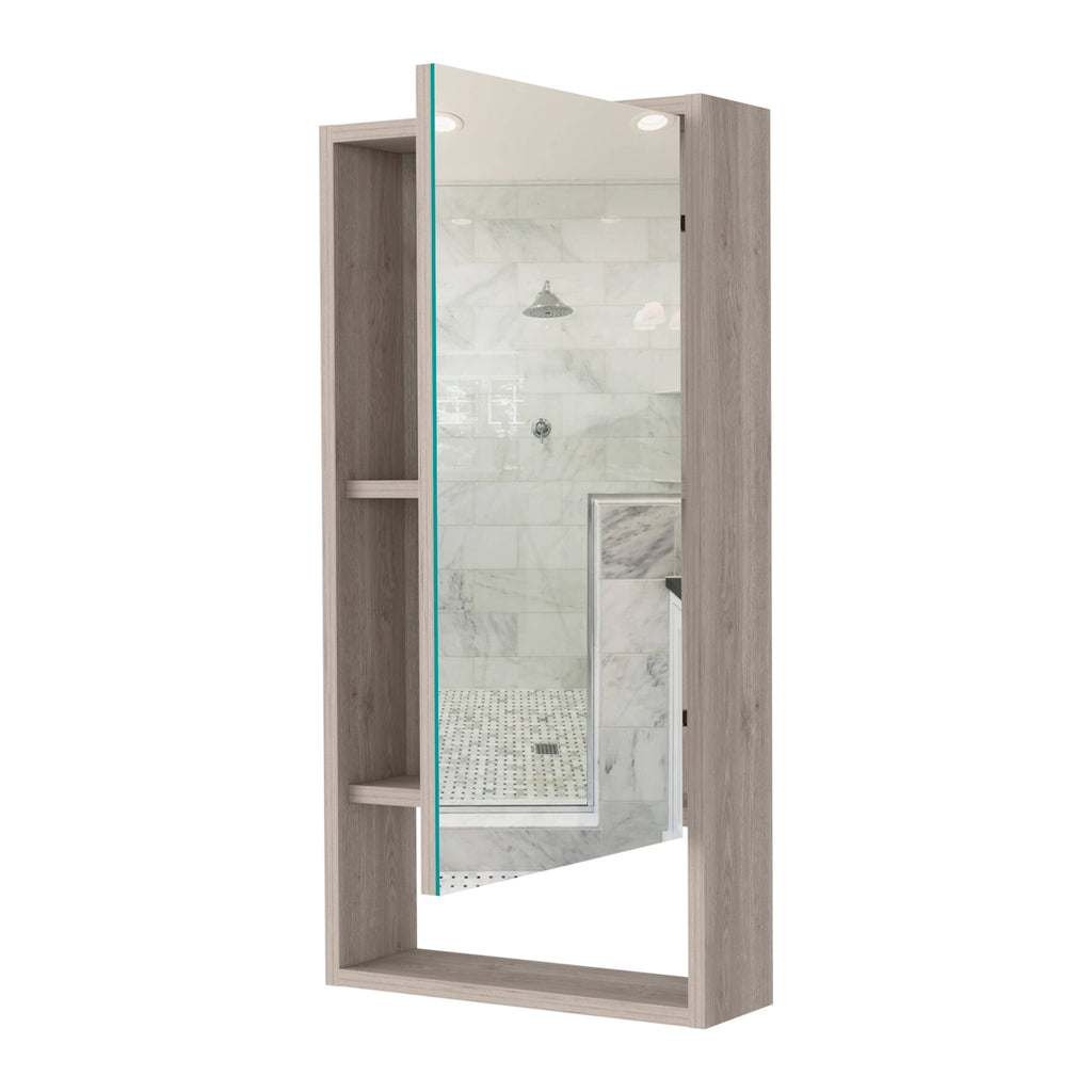 Mirrored Medicine Cabinet - Open Shelf - 35.4"H x 17.9"W