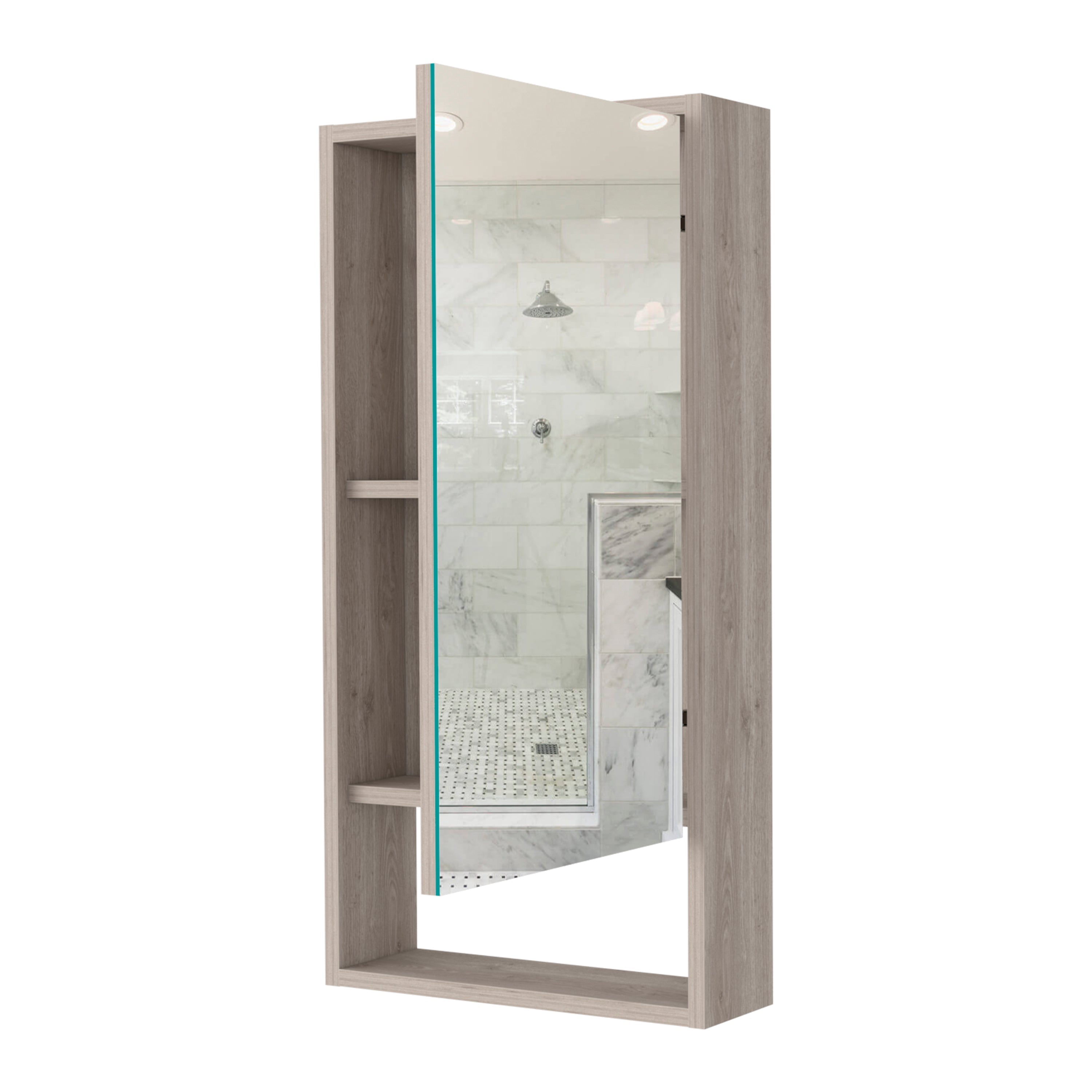 Mirrored Medicine Cabinet - Open Shelf - 35.4"H x 17.9"W
