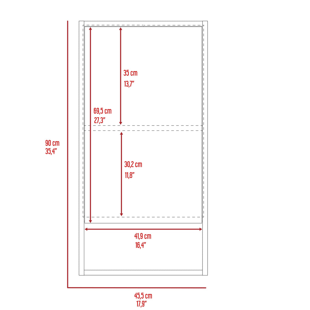 Mirrored Medicine Cabinet - Open Shelf - 35.4"H x 17.9"W
