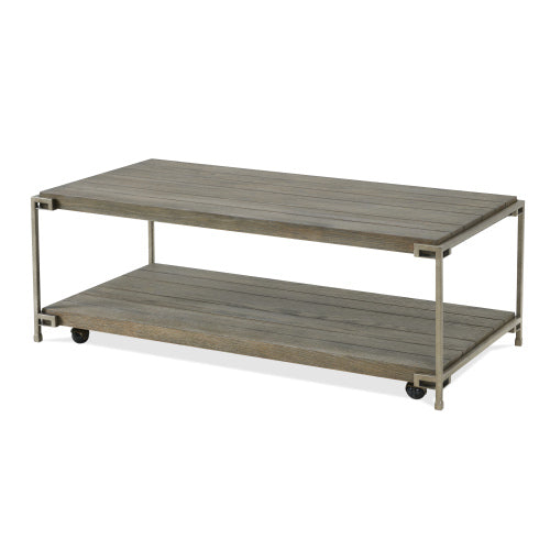 Coffee Table - Hardwood & Oak Veneer - Aged Graphite - Casters