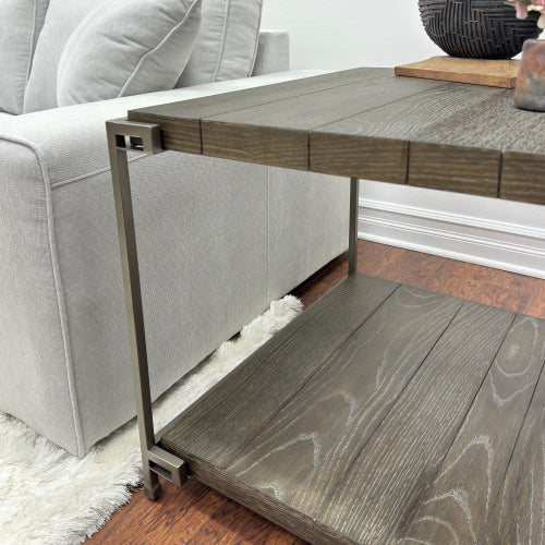 Coffee Table - Hardwood & Oak Veneer - Aged Graphite - Casters