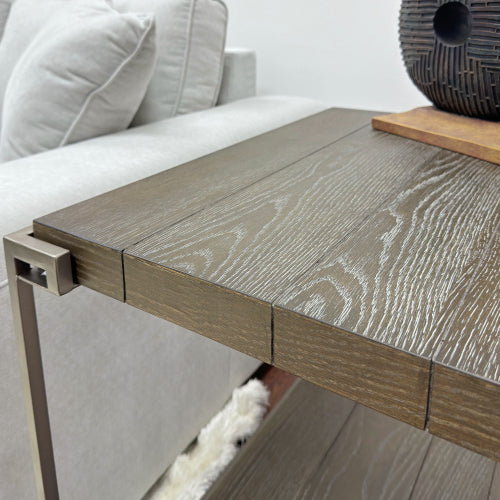 Coffee Table - Hardwood & Oak Veneer - Aged Graphite - Casters