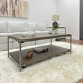 Coffee Table - Hardwood & Oak Veneer - Aged Graphite - Casters