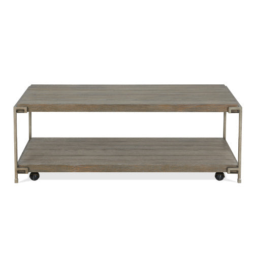 Coffee Table - Hardwood & Oak Veneer - Aged Graphite - Casters