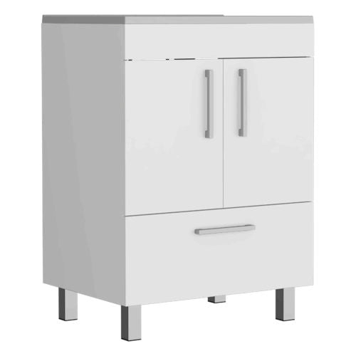 Single Bathroom Vanity - Double Door and Drawer - White - 29.5"