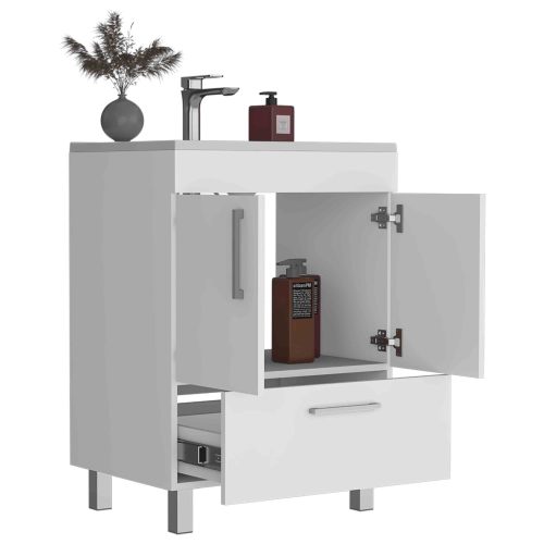 Single Bathroom Vanity - Double Door and Drawer - White - 29.5"