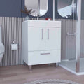 Single Bathroom Vanity - Double Door and Drawer - White - 29.5"