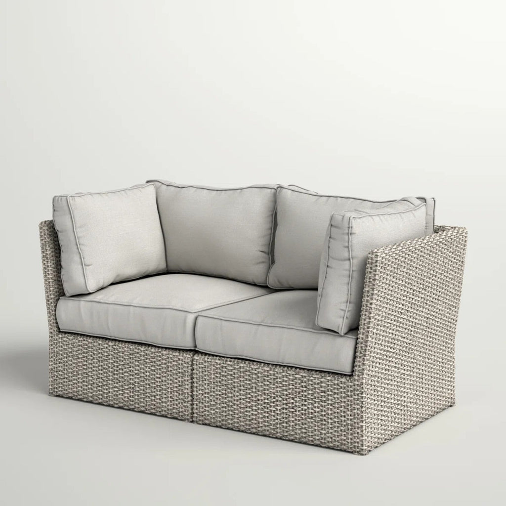 Outdoor Loveseat HDPE Wicker Gray Mix 66in Fully Assembled 600 LB