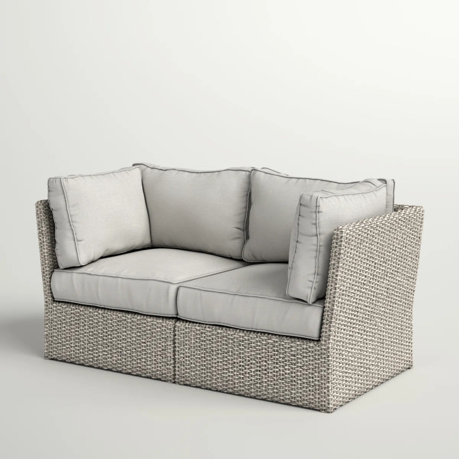 Outdoor Loveseat HDPE Wicker Gray Mix 66in Fully Assembled 600 LB