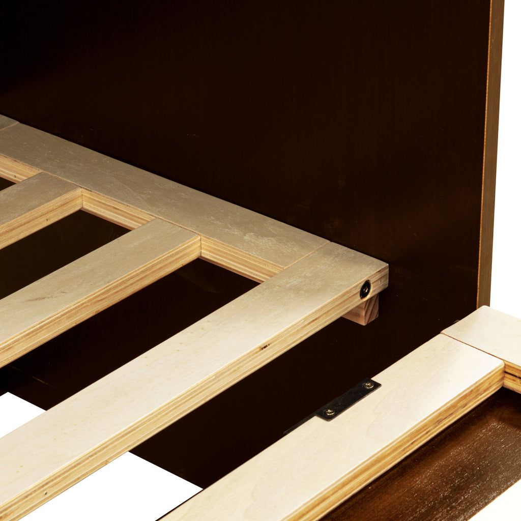 Queen Size Pine Wood Murphy Bed with Storage Drawer