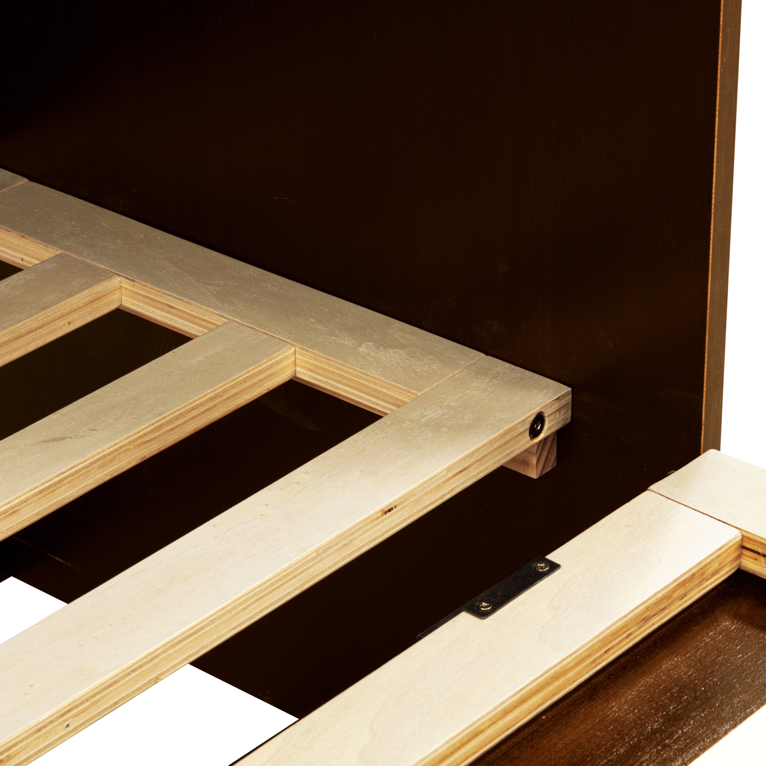 Queen Size Pine Wood Murphy Bed with Storage Drawer