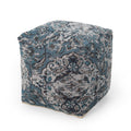 Blue Square Pouf Ottoman Floor Cushion 16x16x16