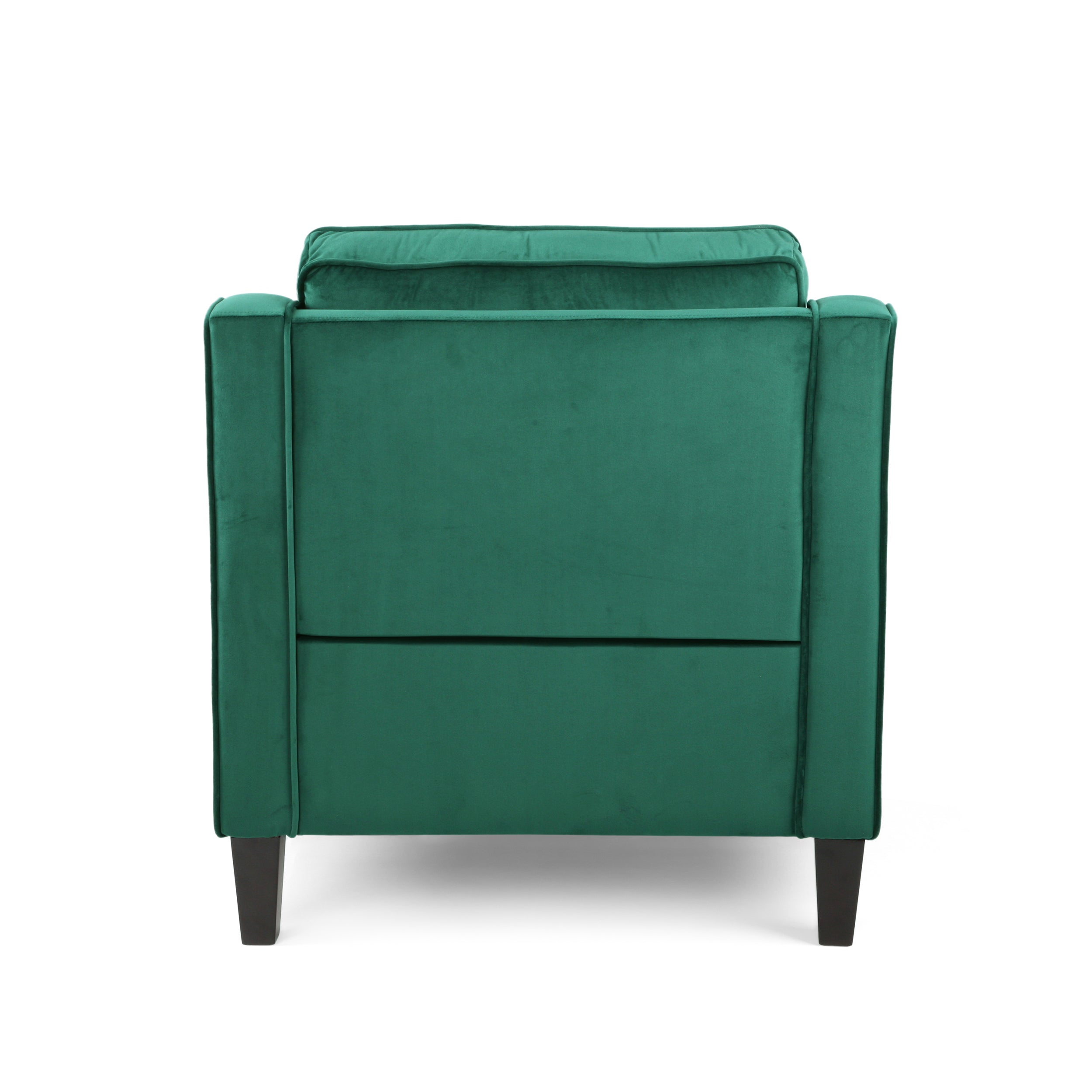 Club Chair Contemporary Velvet Green Birch Legs 31x34x34 In Tonal Piping