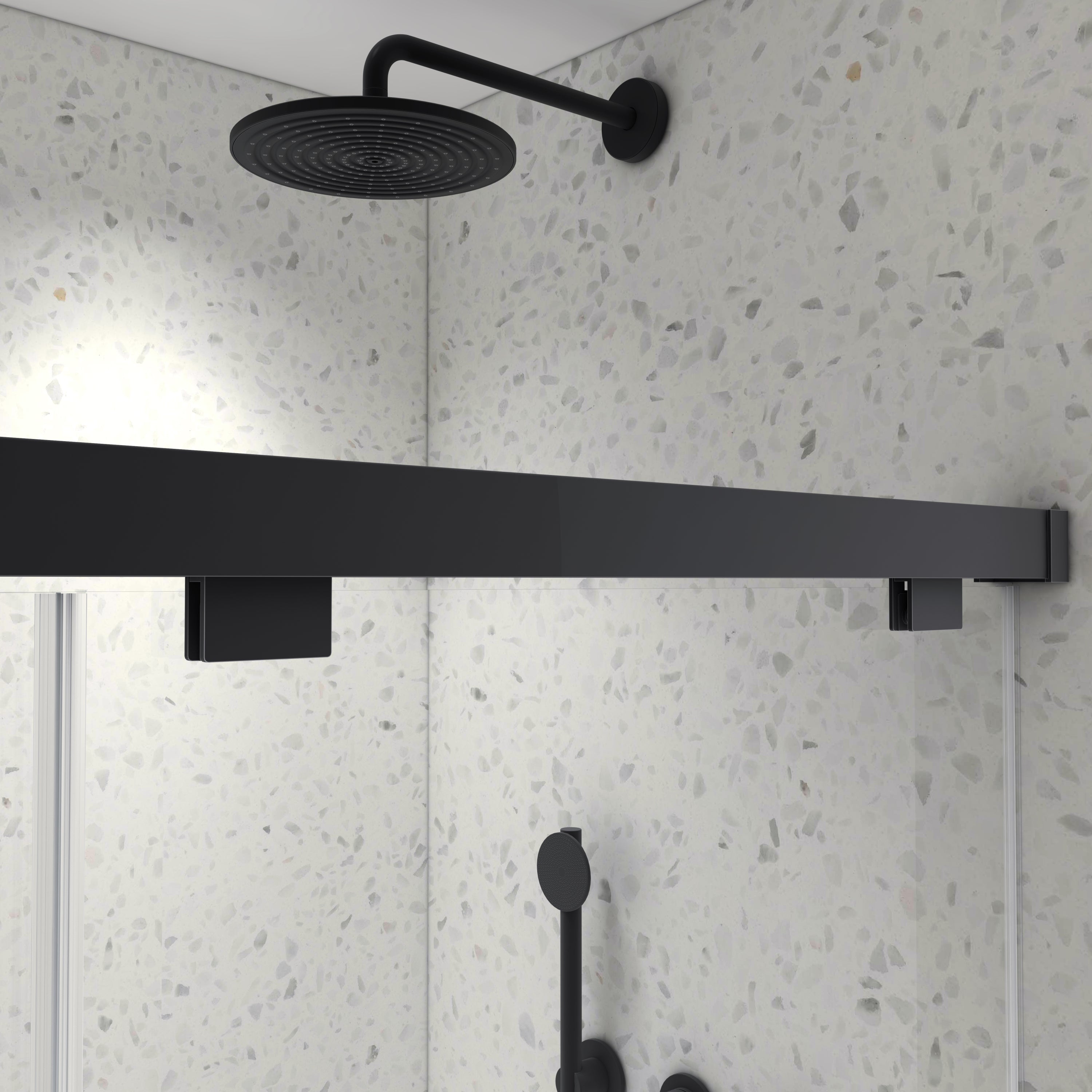 54" Frameless Double Sliding Shower Door Matte Black 8mm Tempered Glass