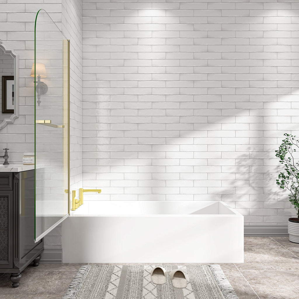 31"-32" W x 55" H Brushed Gold Frameless Pivot Shower Door