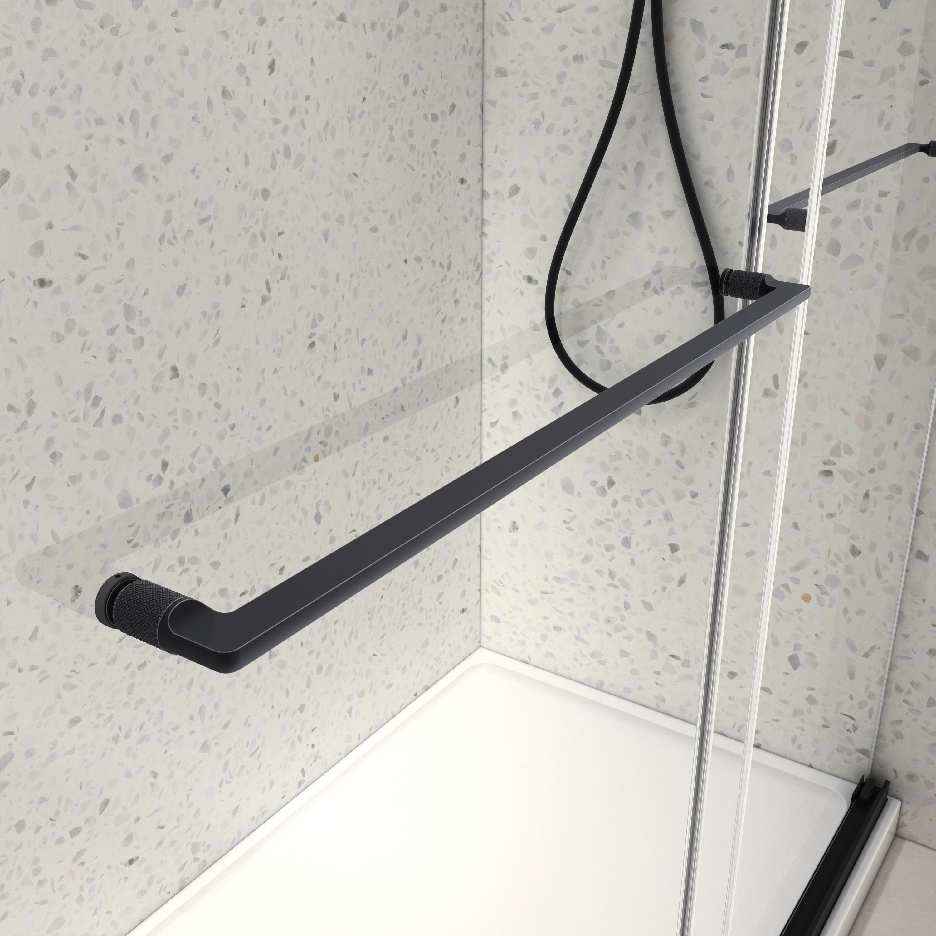 54" Frameless Double Sliding Shower Door Matte Black 8mm Tempered Glass