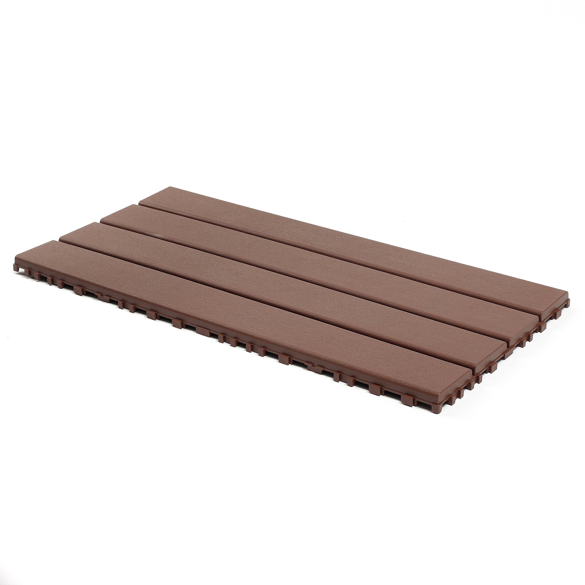 22-Piece Brown Interlocking Deck Tiles 24x12 Inch Polypropylene