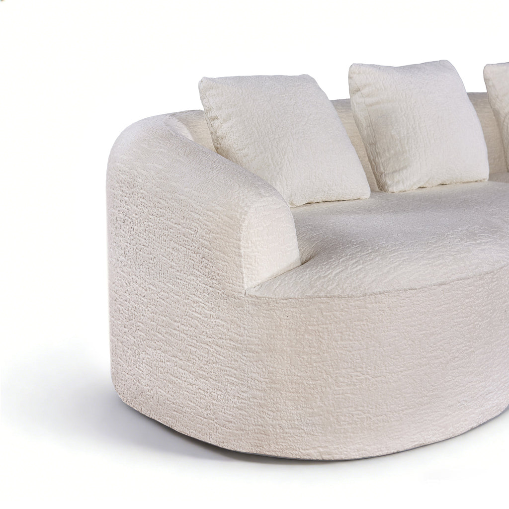 110" Curved Modular Sofa Bed, Green Chenille, 4-Seater