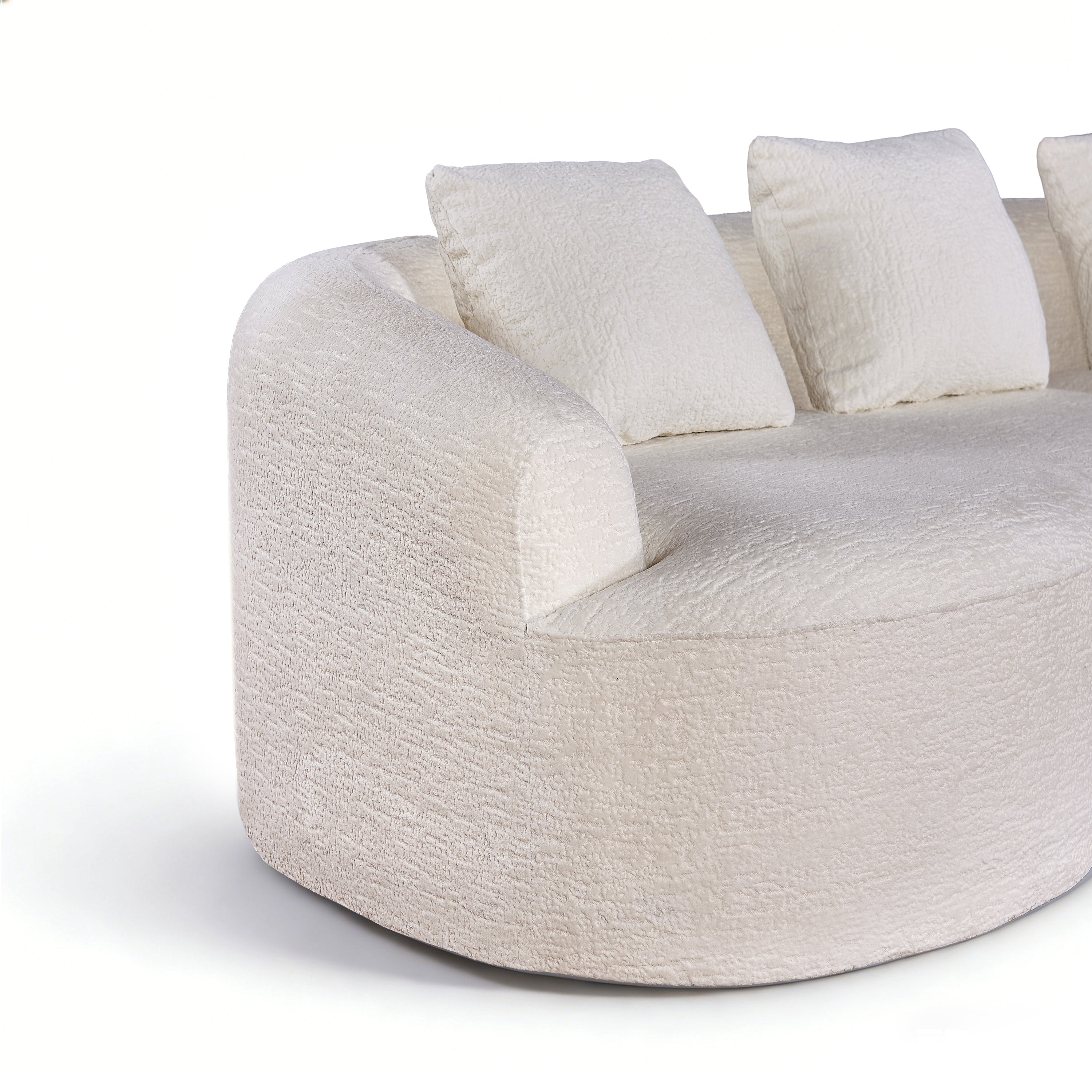 110" Curved Modular Sofa Bed, Green Chenille, 4-Seater