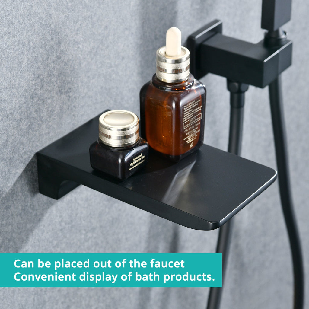 Modern Style Matte Black Wall Mount Tub Filler Bathtub Faucet Shower Set