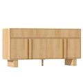 63" Sideboard Buffet Cabinet with Drawers, Faux Marble Top, Light Oak