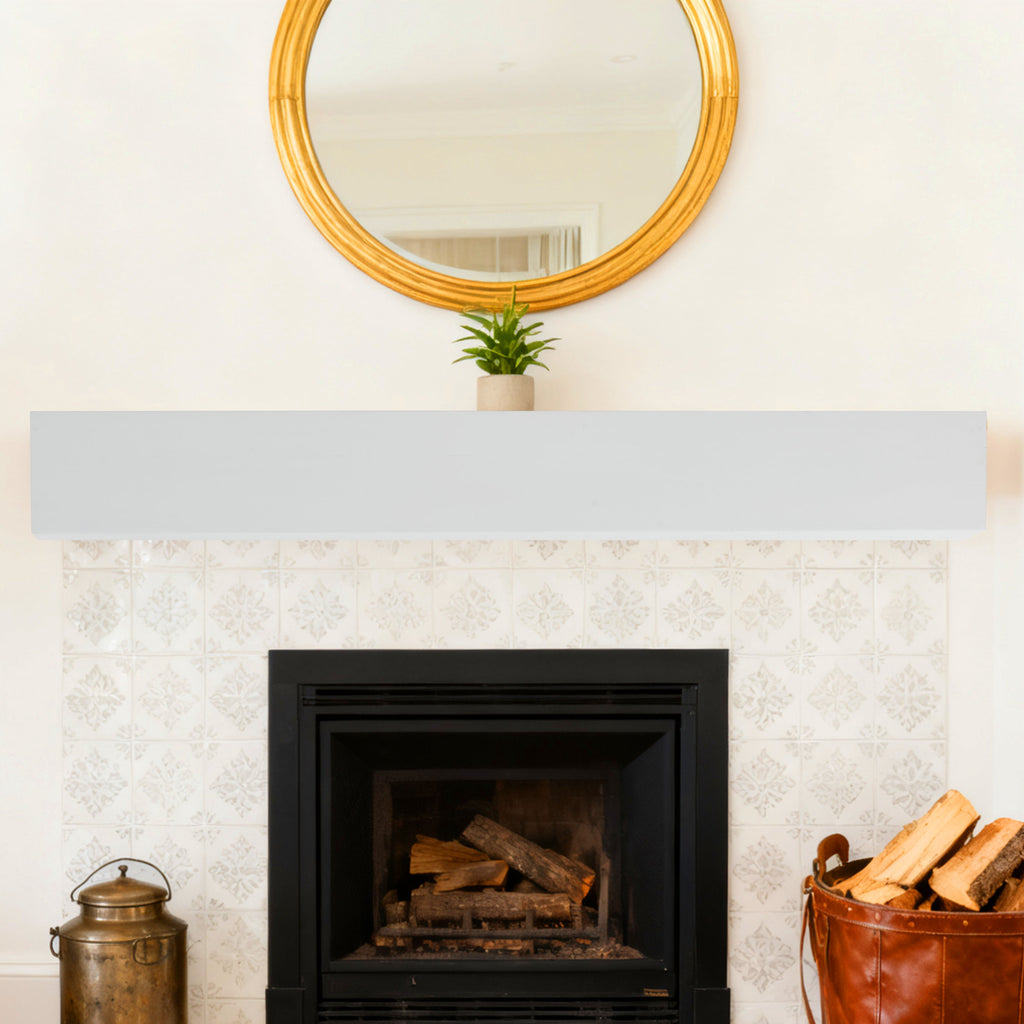 60" Paulownia Fireplace Mantel Floating Shelf White Wood