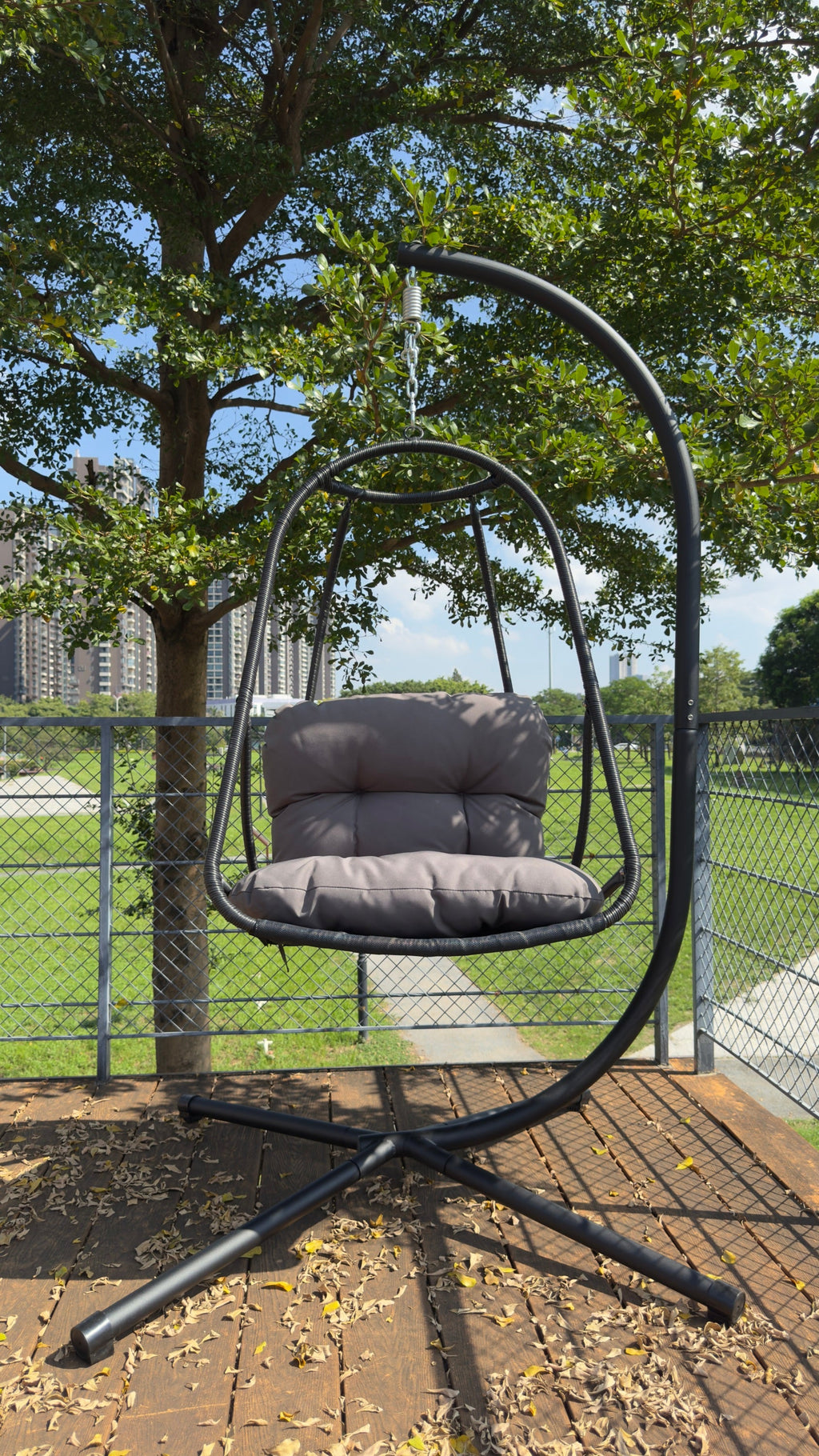 Wicker Rattan Swing Egg Chair with Stand Indoor Outdoor