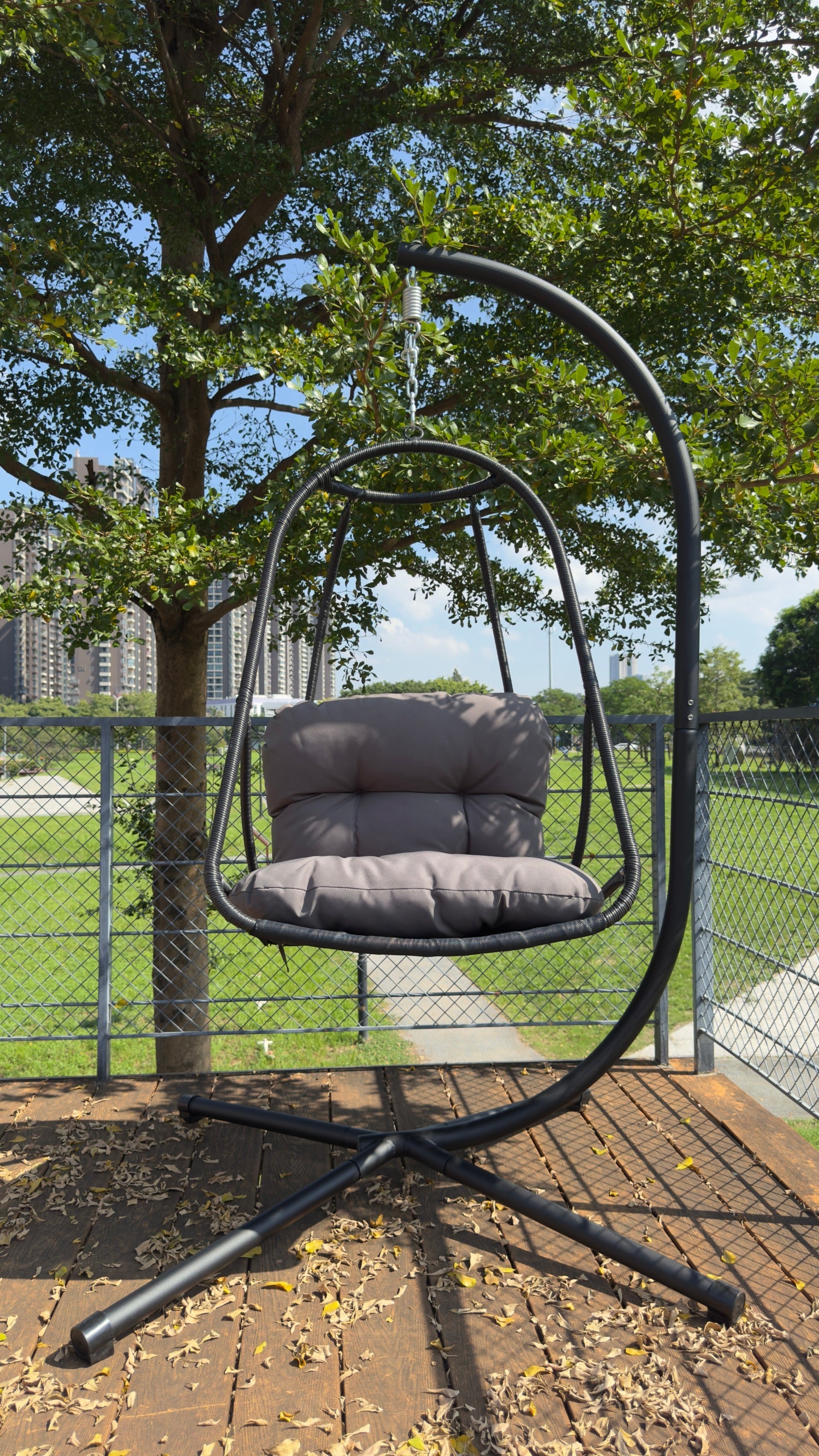 Wicker Rattan Swing Egg Chair with Stand Indoor Outdoor