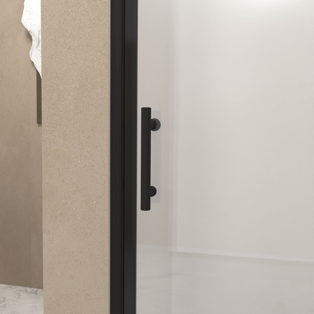 Bifold Shower Door 29-28" x 72" 6mm Tempered Glass Matte Black