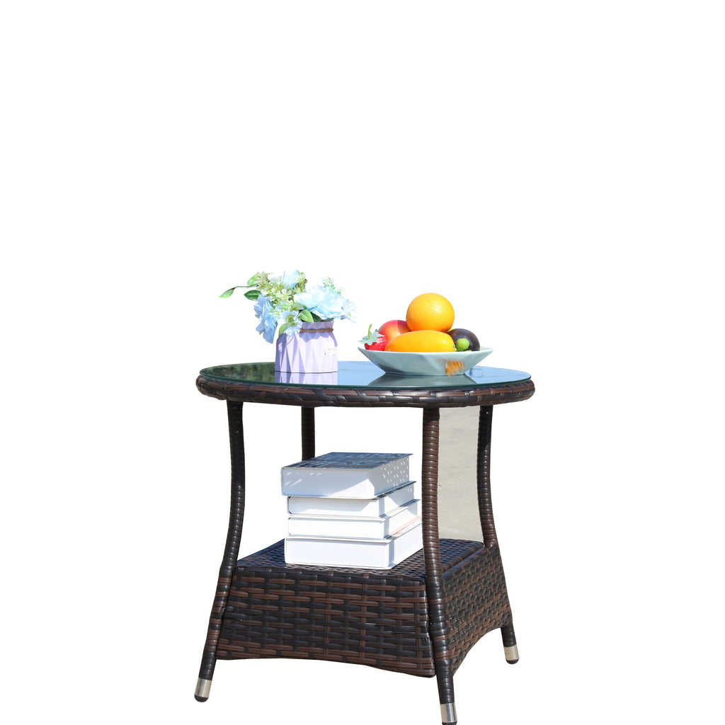 Round Tempered Glass Outdoor Coffee Table