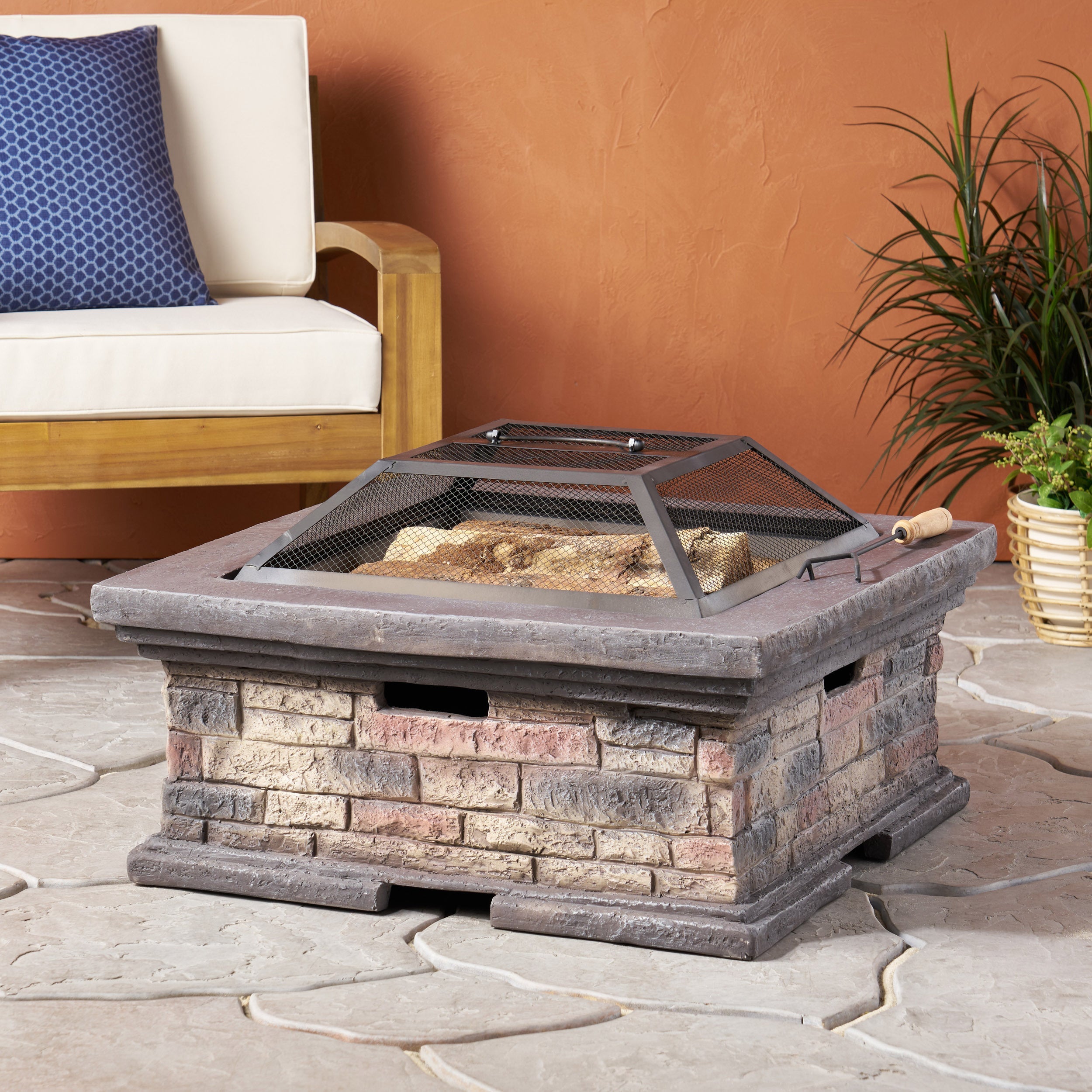 MGO 29" SQUARE WOOD BURNING FIRE PIT