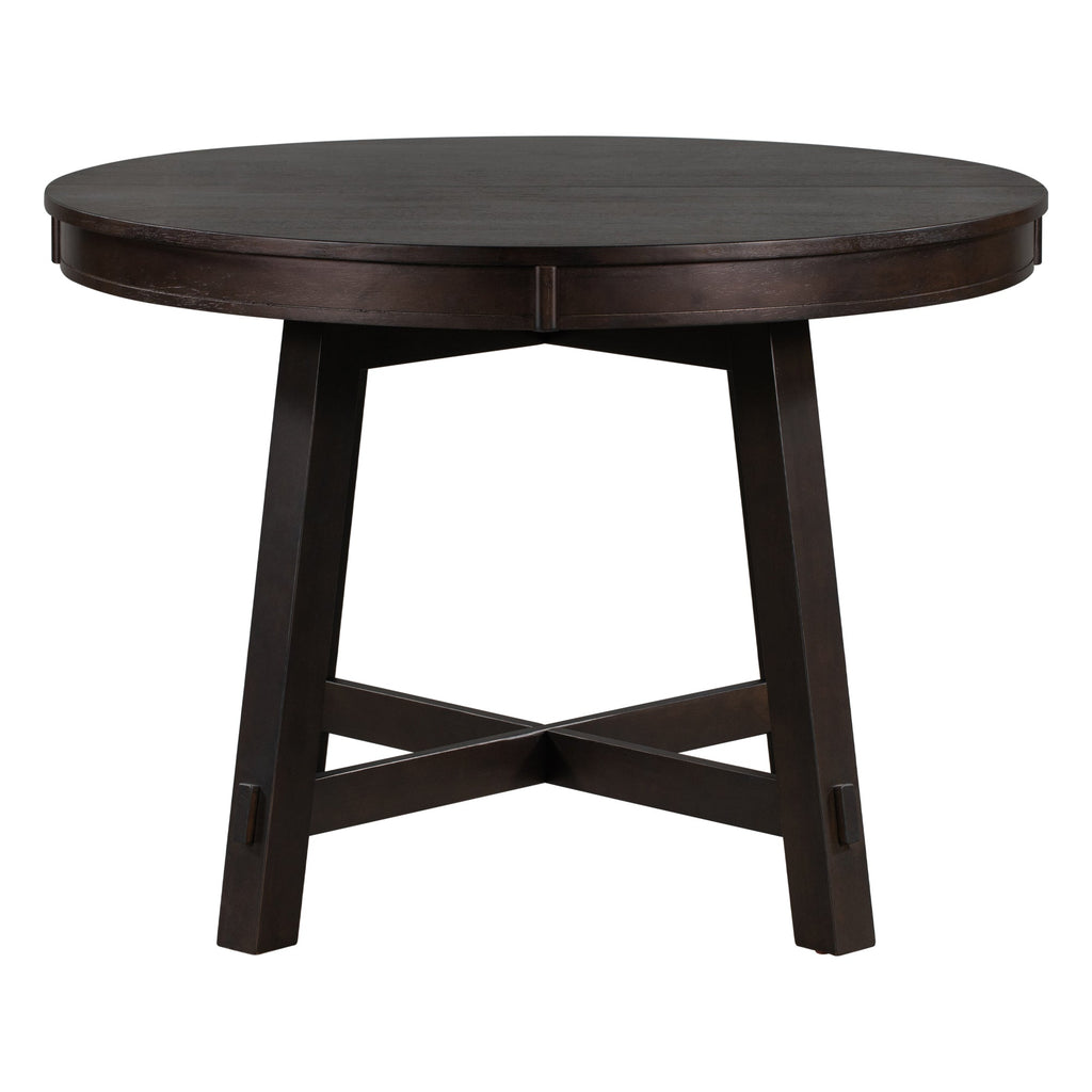 Gia Round Extendable Dining Table with 16' Leaf, Espresso Wood