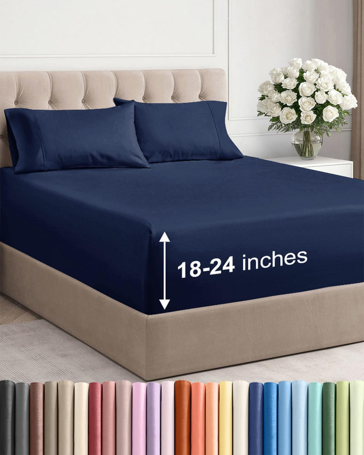 Extra Deep Pocket Sheet Set 4 Piece Breathable Soft Cooling Bedding Wrinkle Free