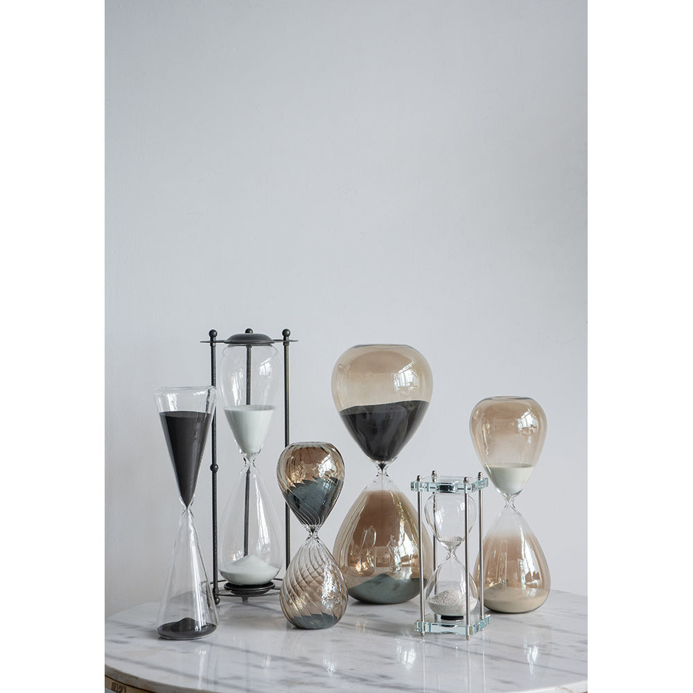 4.5x4.5x15.5" Triangular Hourglass 90 Minutes Black Sand