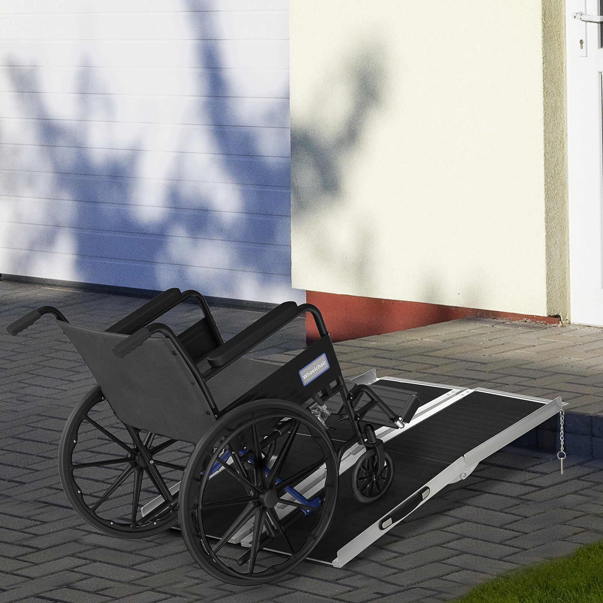 Wheelchair Ramp Aluminum 4 Ft Folding Non-Slip Side Rails 594 LB Portable
