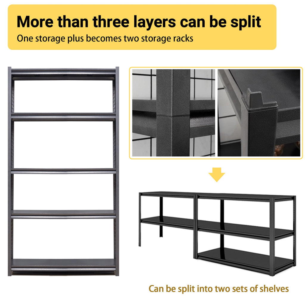 72" 5-Tier Heavy-Duty Metal Garage Shelving Adjustable Storage Rack