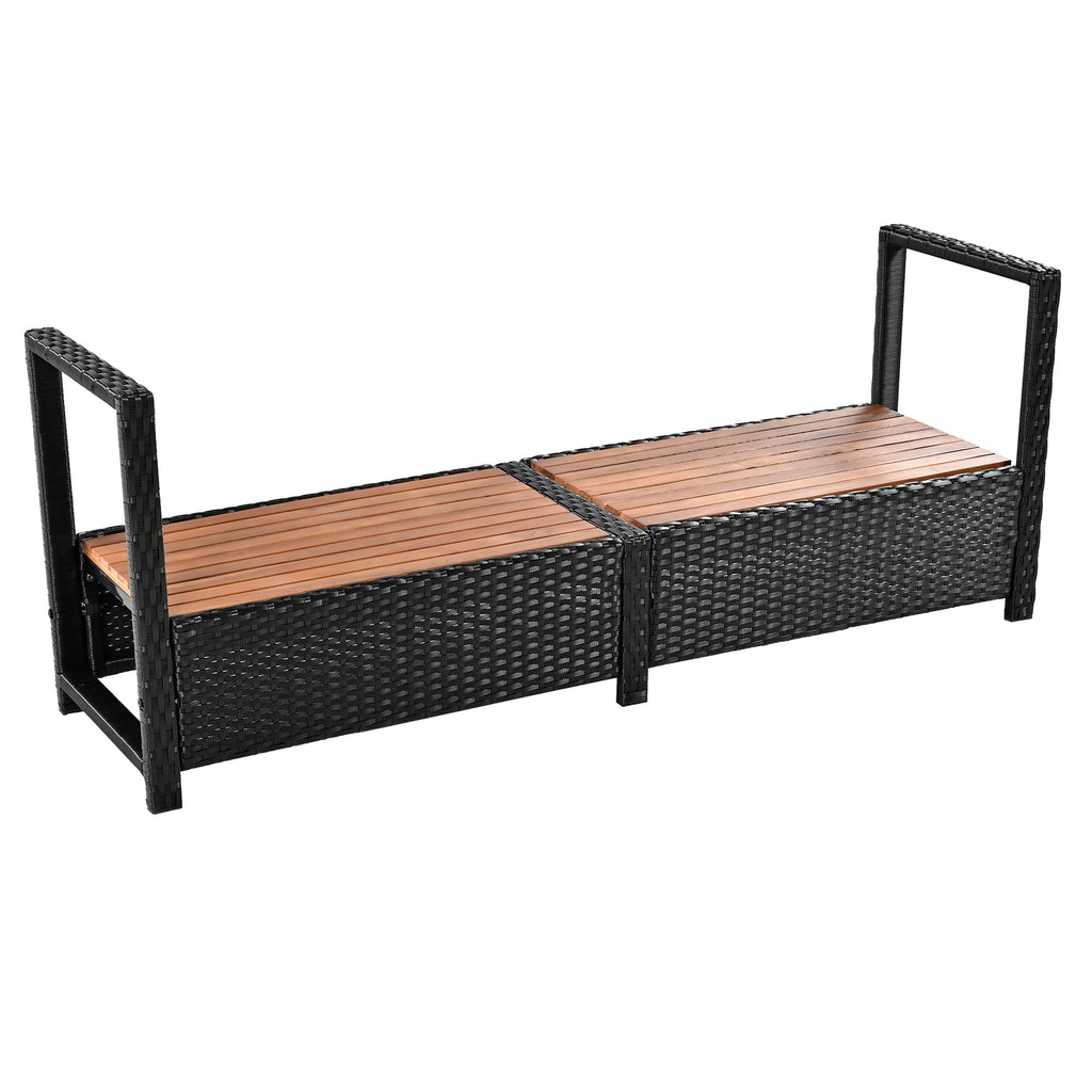 Outdoor Rattan Sectional Sofa Set with Storage, Beige
