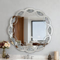 31.5" Silver Wave Diamond Round Wall Mirror