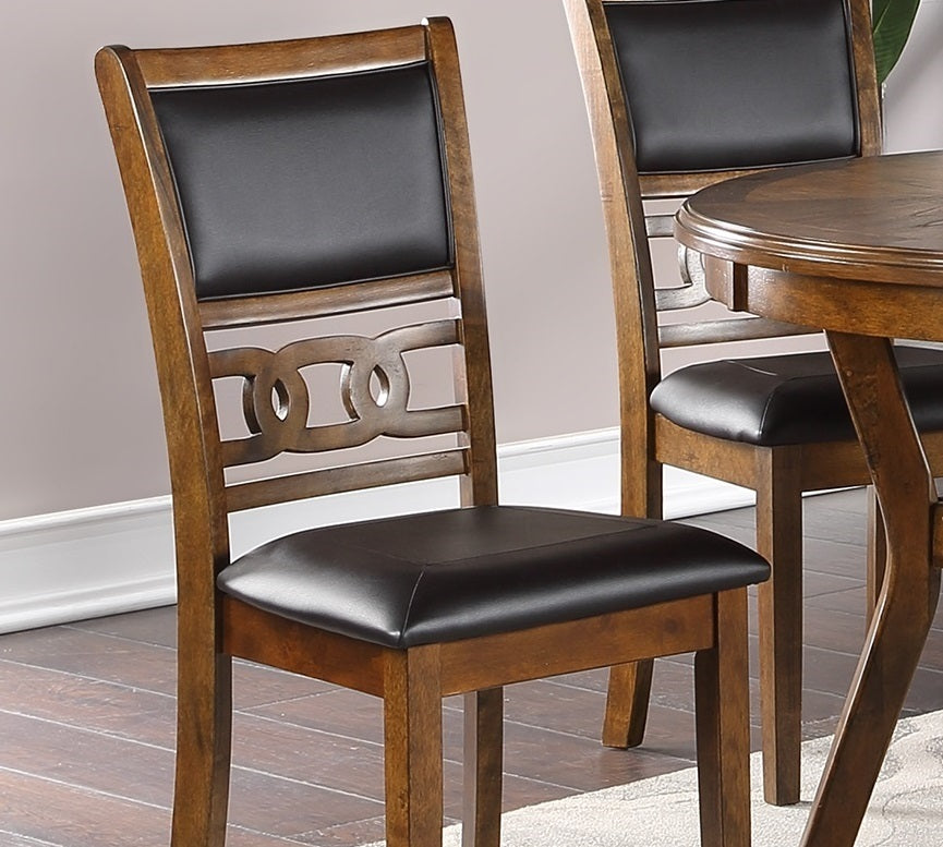 Contemporary 5pc Round Dining Set Walnut Rubberwood