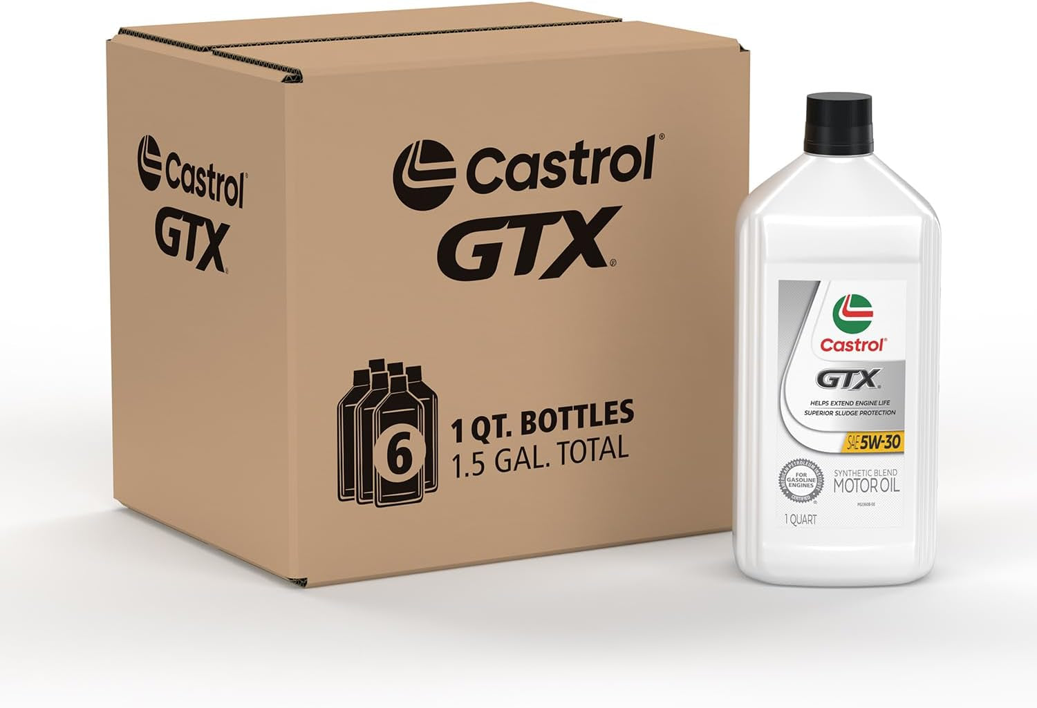 Castrol GTX 5W-30 Synthetic Blend Motor Oil Engine Lubricant 5 Quart